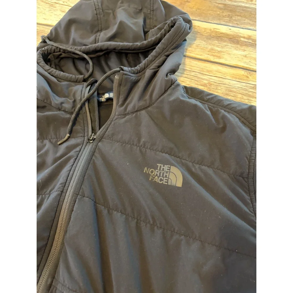 The North Face Mens XXL Black‎ Quilted Full Zip Hooded Jacket Lightweight
